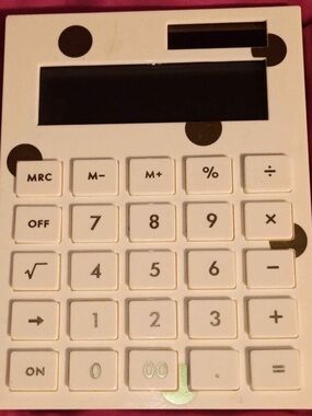 Kate Spade White Polka Dot Desk Calculator - Gold Accent